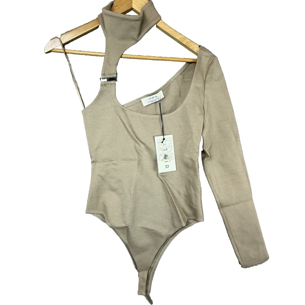 Atoir‎ The Fife Bodysuit Womens 4 Mocha One Shoulder Neutral Layer Buckle